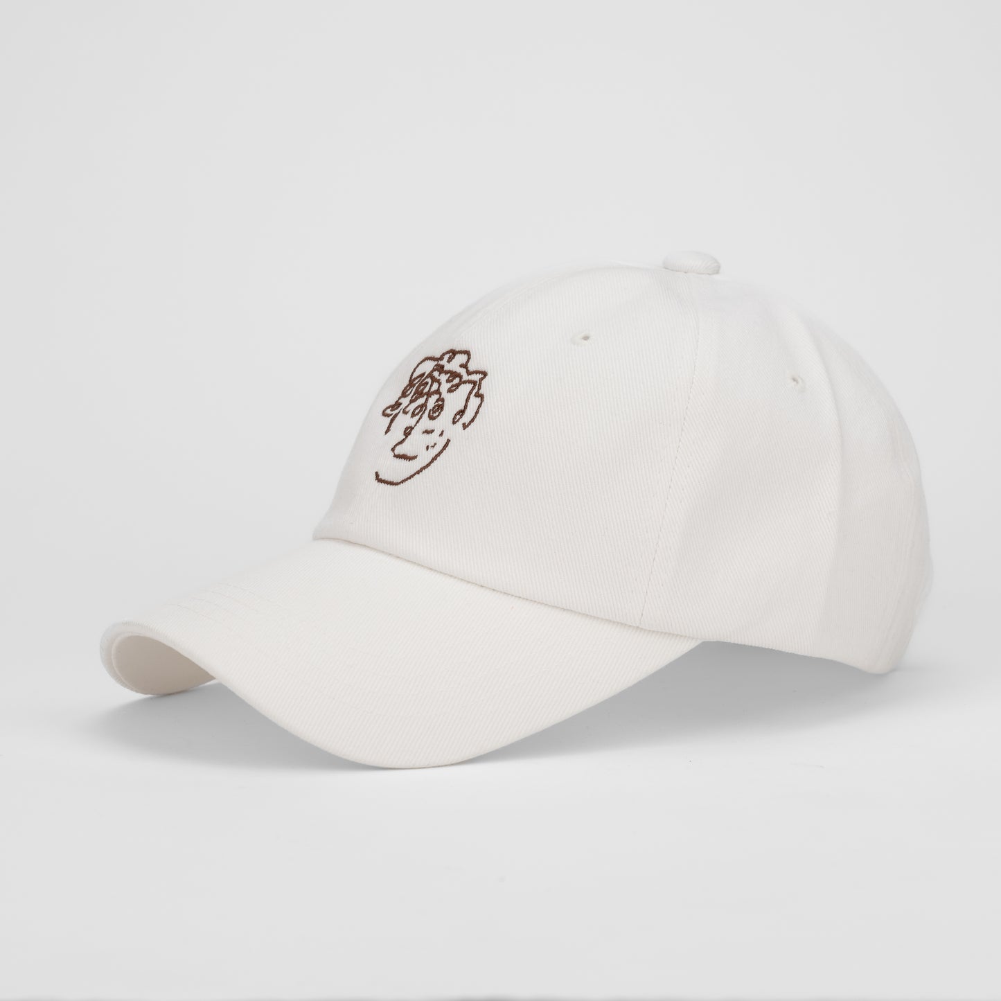 frenchboyfriend white hat with brown embroidery logo