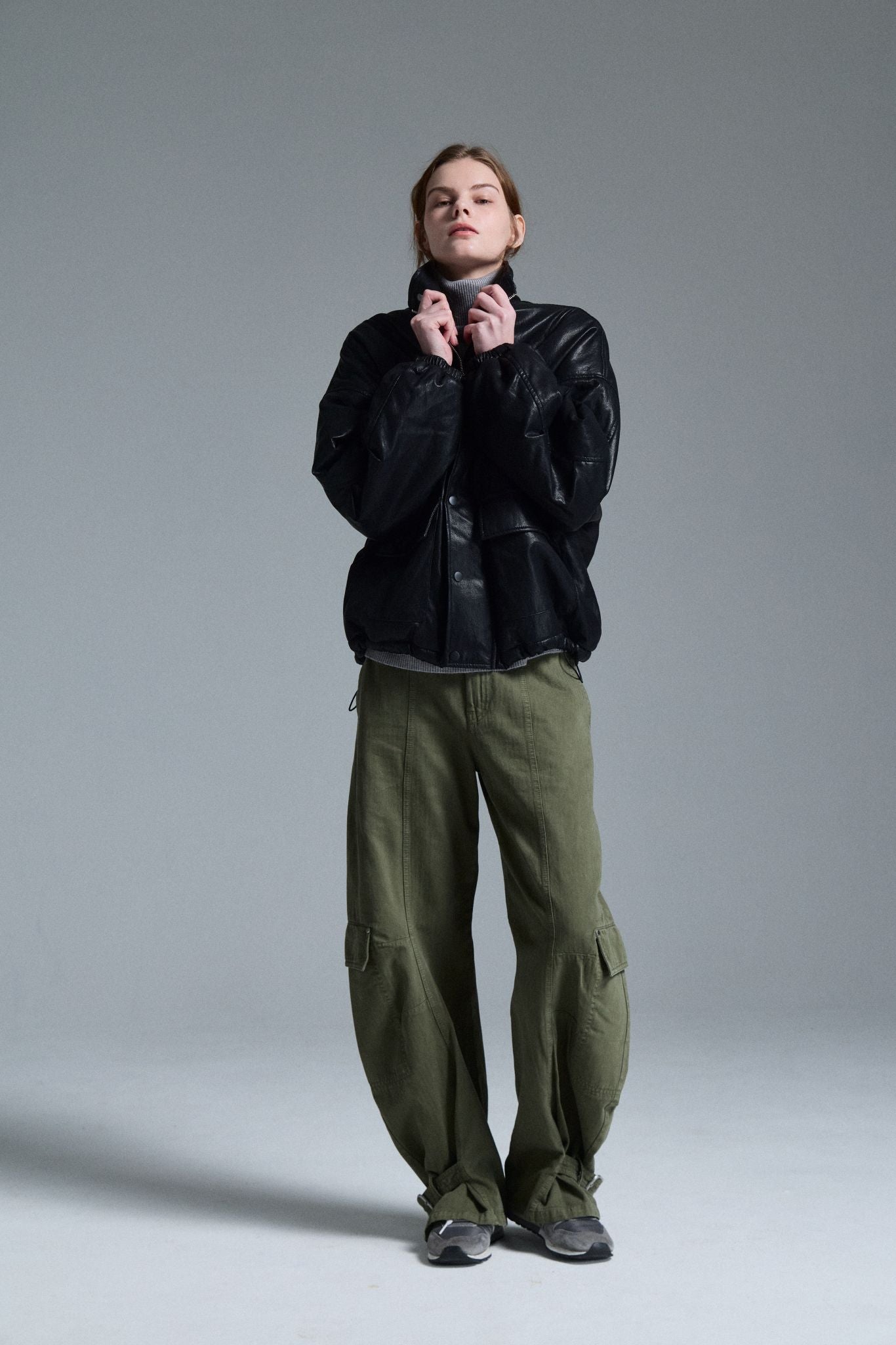 Douillet -  Black Faux Leather Bomber