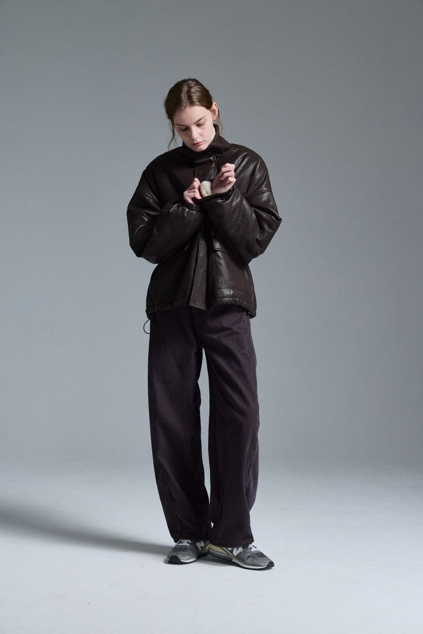 Douillet- Brown Faux Leather Jacket