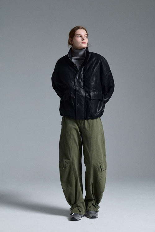 Douillet -  Black Faux Leather Bomber