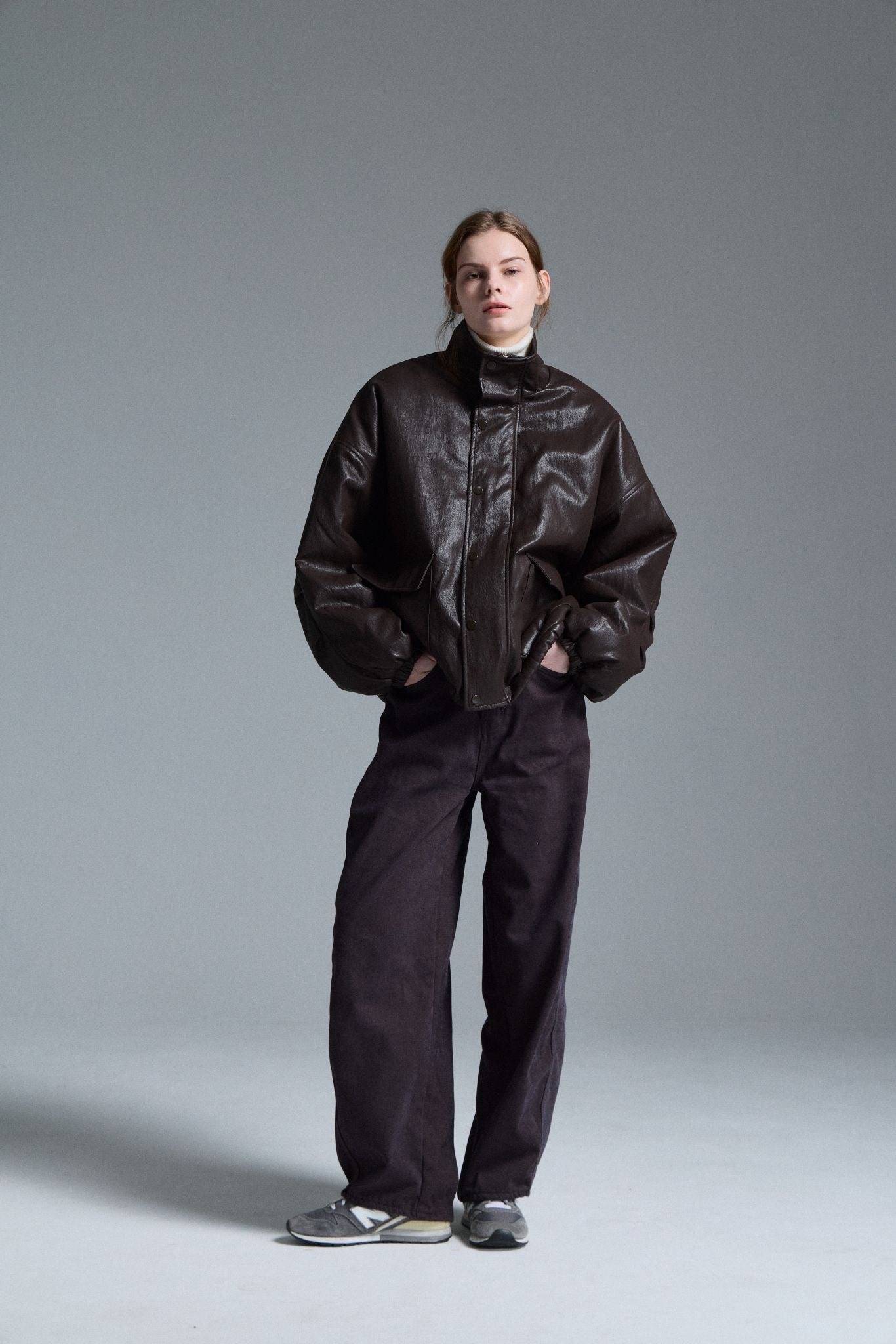 Douillet- Brown Faux Leather Jacket