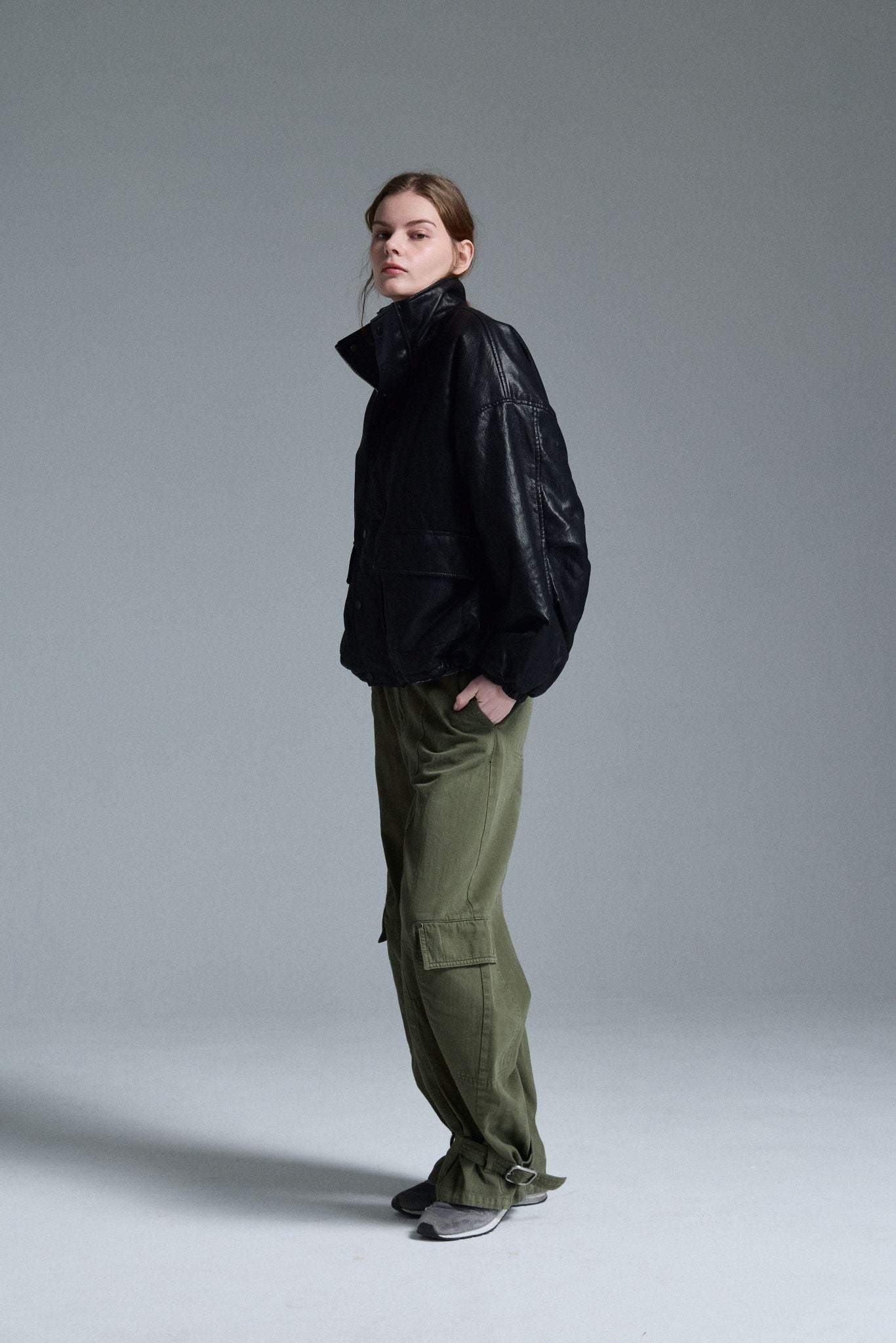 Douillet -  Black Faux Leather Bomber