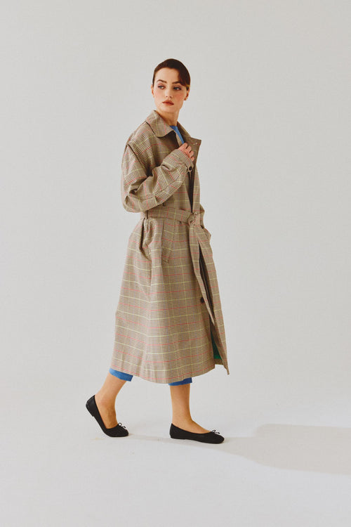 Berlin Checked Trench Coat Green Limited Edition