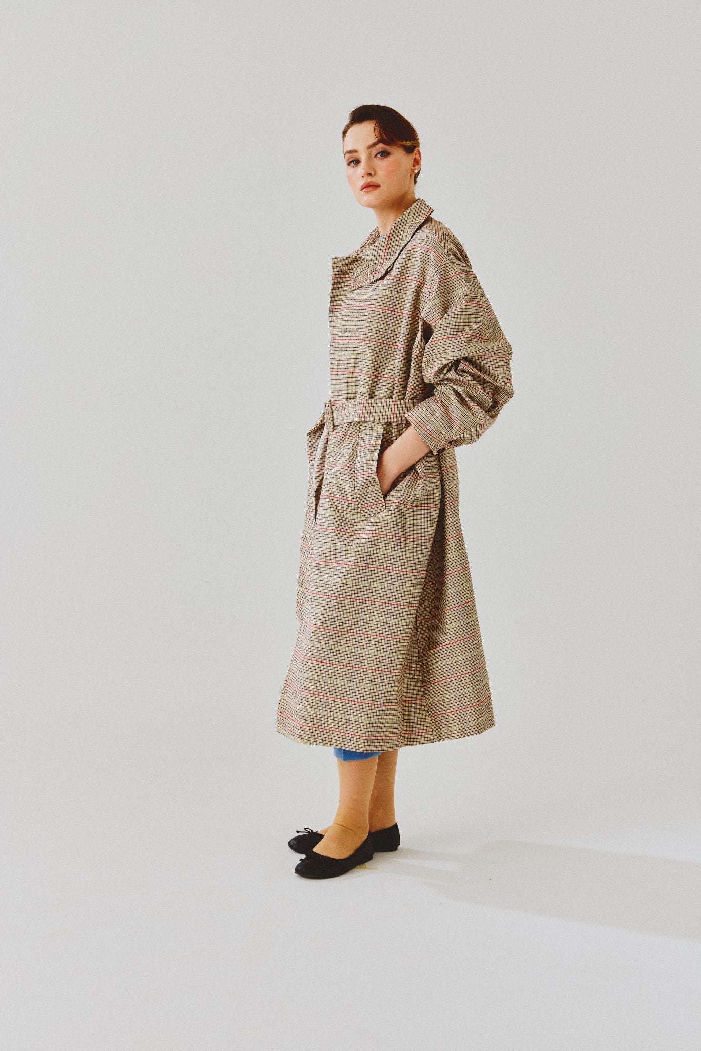 Berlin Checked Green Trench Coat