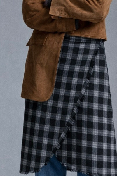 The Black Check Wrap Skirt