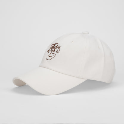 frenchboyfriend white hat with brown embroidery logo