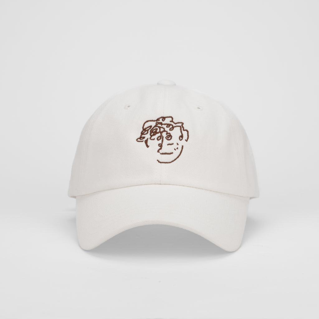 frenchboyfriend white hat with brown embroidery logo