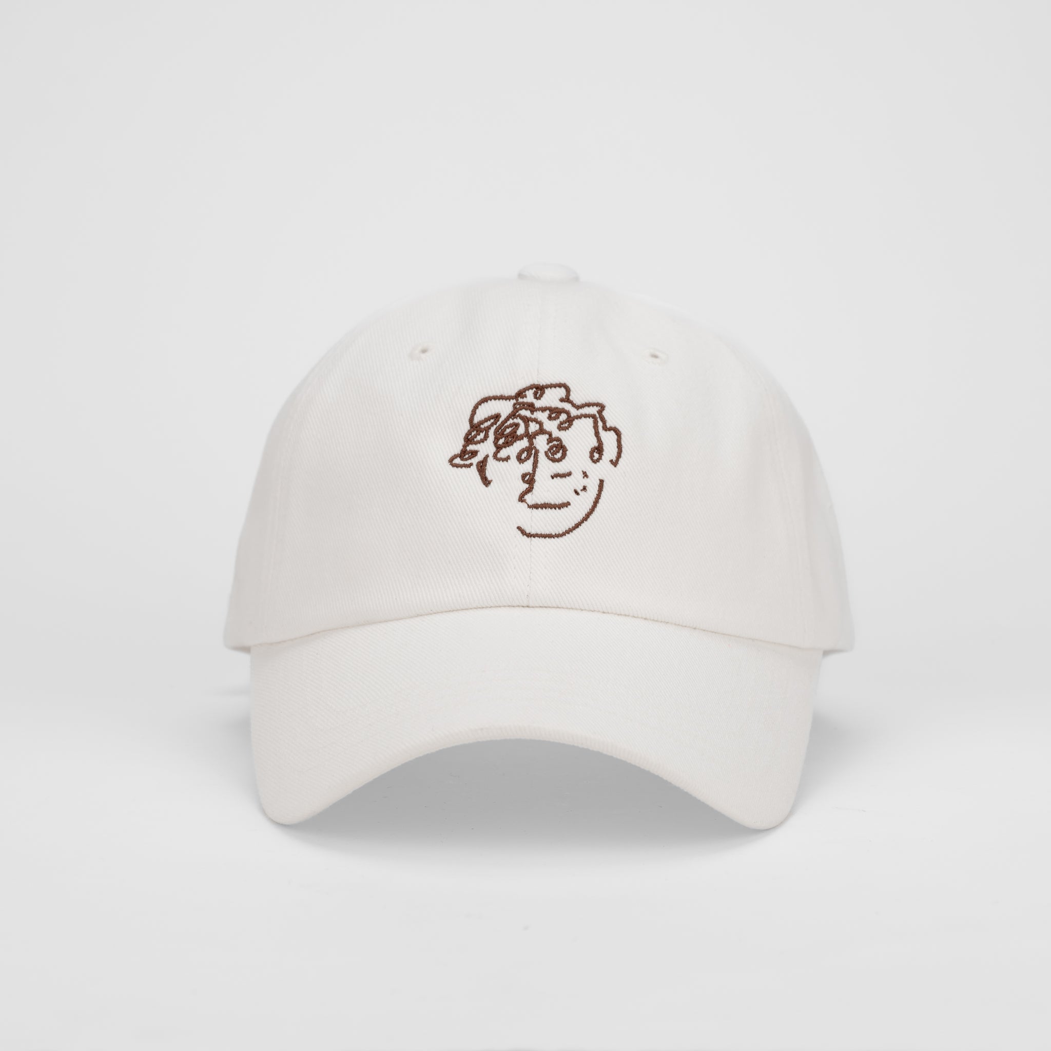 frenchboyfriend white hat with brown embroidery logo