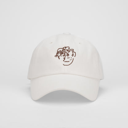 frenchboyfriend white hat with brown embroidery logo