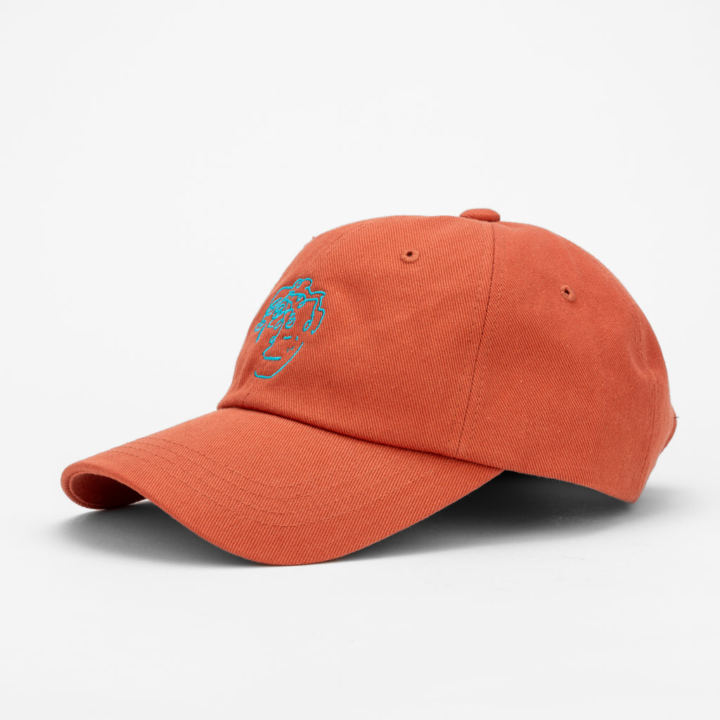 frenchboyfriend signature peach with sky blue embroidery hat