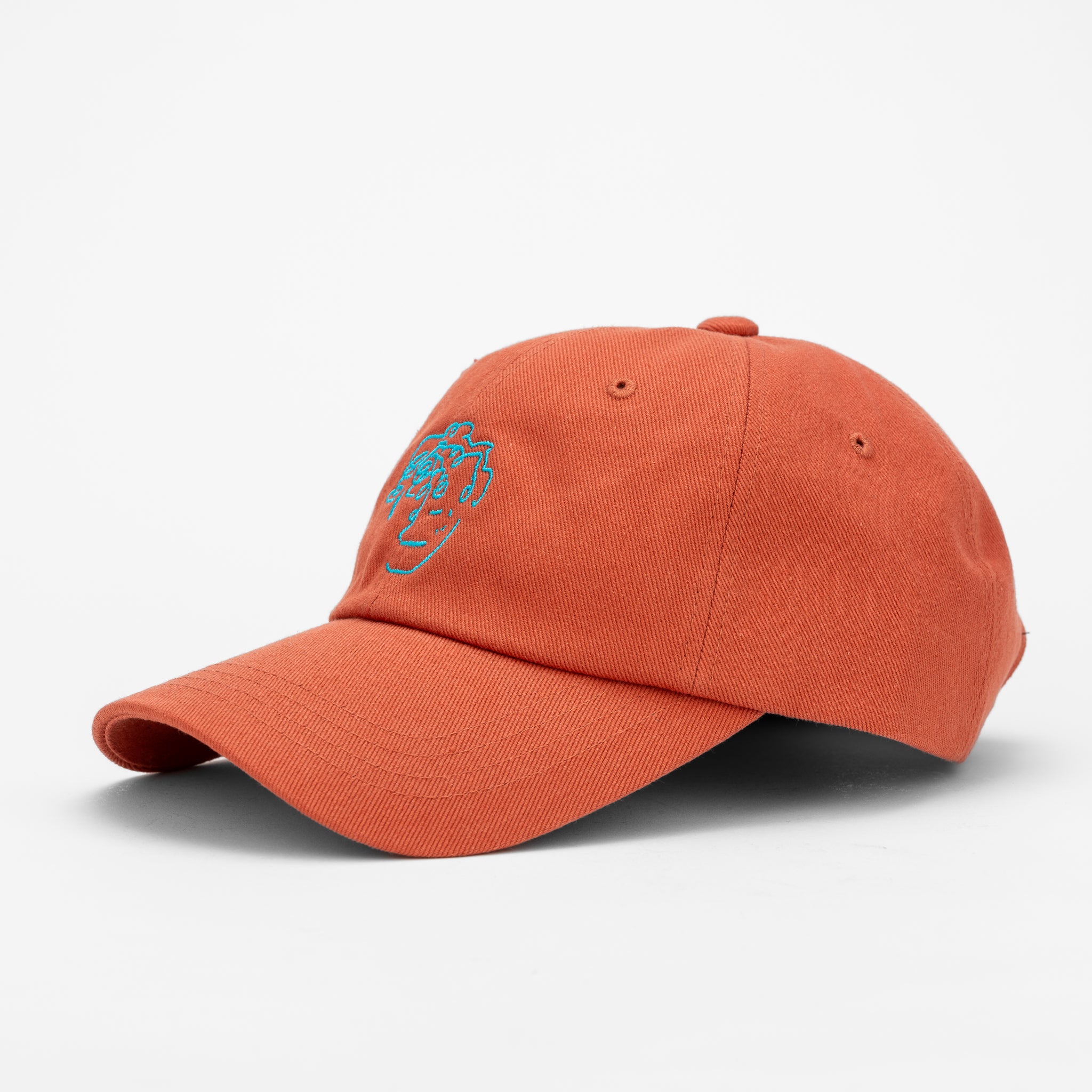 frenchboyfriend signature peach with sky blue embroidery hat