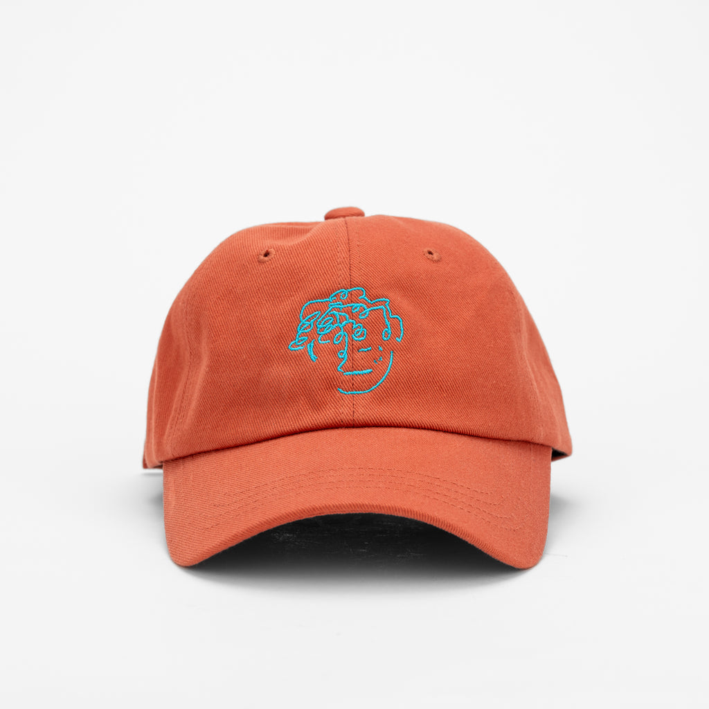 frenchboyfriend signature peach with sky blue embroidery hat