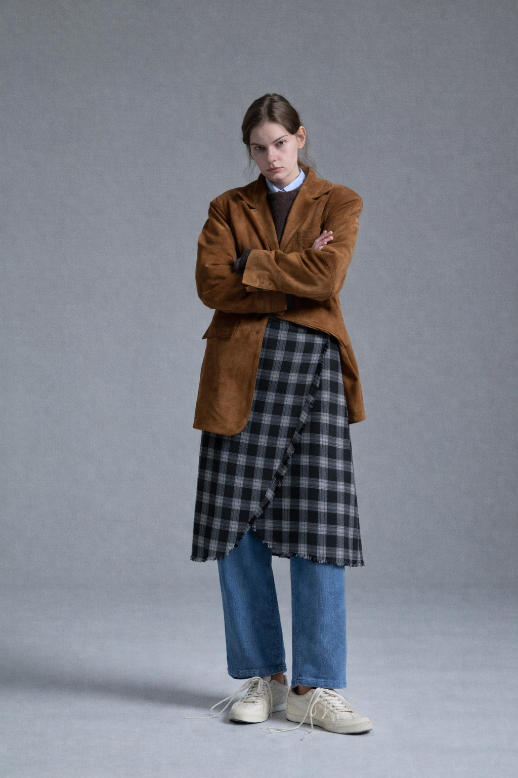 The Black Check Wrap Skirt