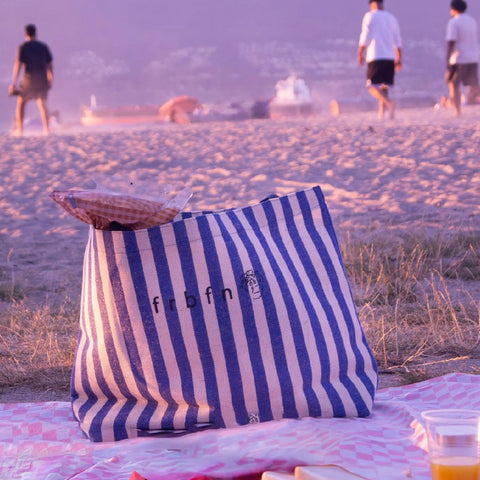 frenchboyfriend Oia Blue Stripe Linen / Cotton Tote Bag